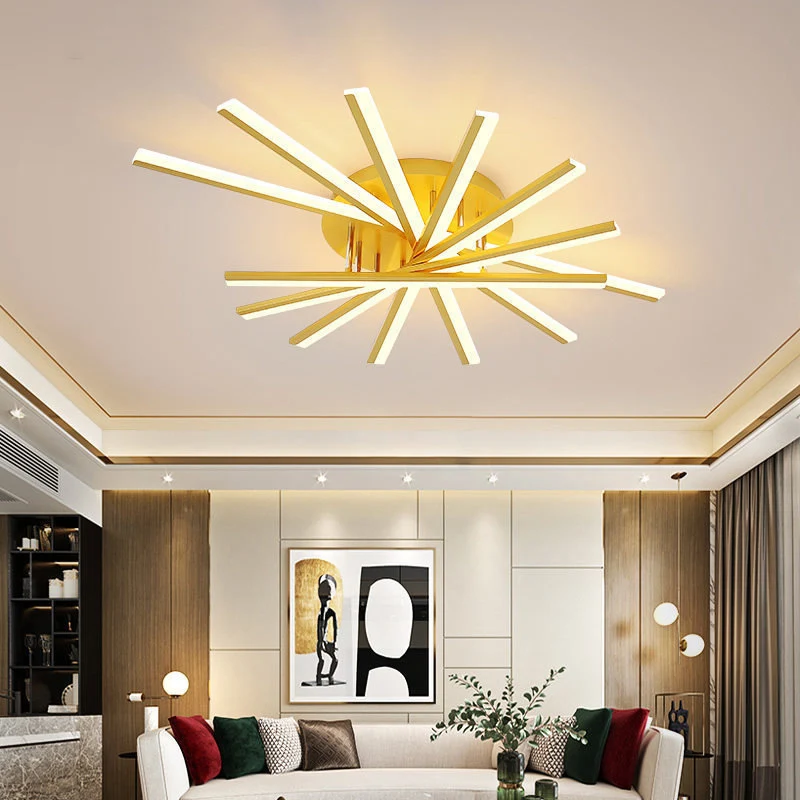 Waaiervormige woonkamer LED semi-flush acryl moderne verzonken plafondverlichtingsarmatuur Clearhalo