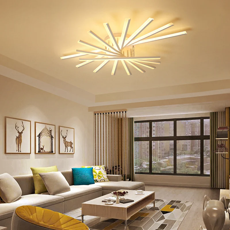 Waaiervormige woonkamer LED semi-flush acryl moderne verzonken plafondverlichtingsarmatuur Clearhalo
