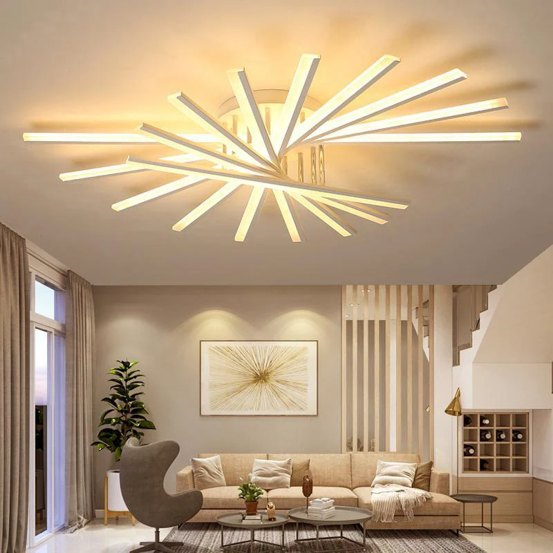 Waaiervormige woonkamer LED semi-flush acryl moderne verzonken plafondverlichtingsarmatuur Clearhalo
