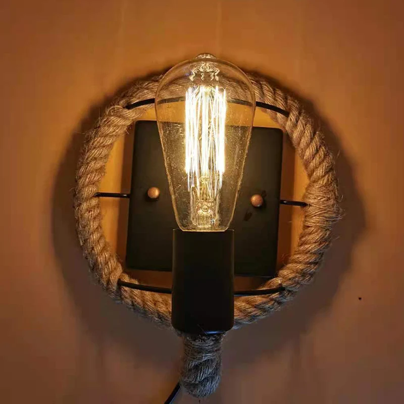 Wagon Wheel binnenwandverlichting Lodge-stijl wandmontagelamp met touwkap Clearhalo