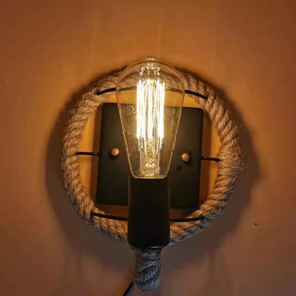 Wagon Wheel binnenwandverlichting Lodge-stijl wandmontagelamp met touwkap Clearhalo