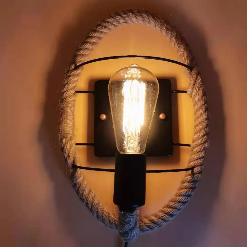 Wagon Wheel binnenwandverlichting Lodge-stijl wandmontagelamp met touwkap Clearhalo