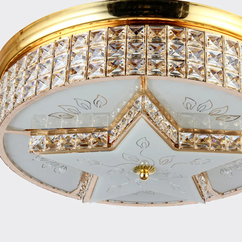 Wandbediening/Afstandsbediening/Frequentie Converteerbare Sterventilator Licht Modernistische Stijl Goud Ingebed Kristal L...