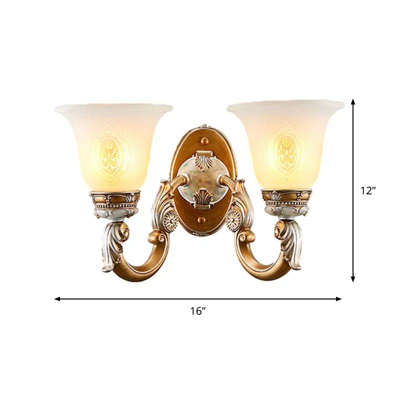 Wandkandelaar met 1/2 kop, traditionele klokvorm, gecanneleerd opaalglas, wandverlichtingsidee bruin Clearhalo