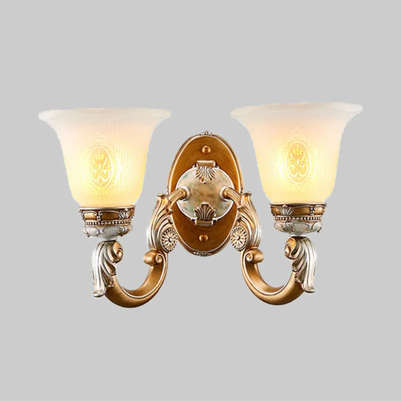 Wandkandelaar met 1/2 kop, traditionele klokvorm, gecanneleerd opaalglas, wandverlichtingsidee bruin Clearhalo