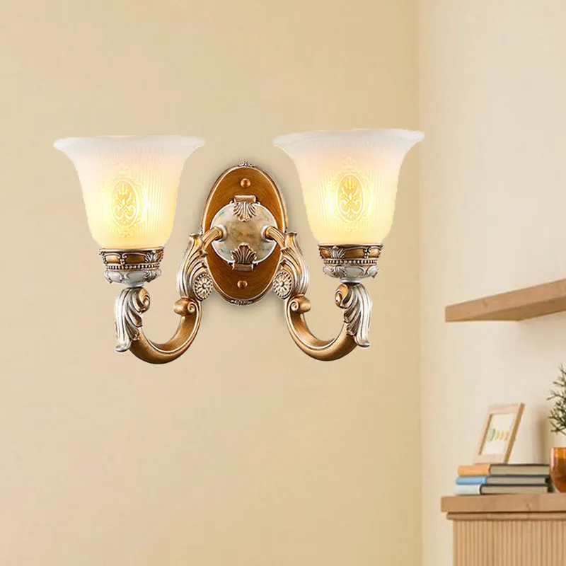 Wandkandelaar met 1/2 kop, traditionele klokvorm, gecanneleerd opaalglas, wandverlichtingsidee bruin Clearhalo