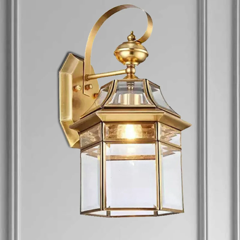 Wandkandelaar met 1 lamp Traditionele metalen wandlamp met open bodem messing voor woonkamer Clearhalo