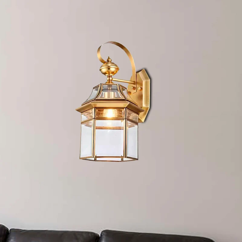 Wandkandelaar met 1 lamp Traditionele metalen wandlamp met open bodem messing voor woonkamer Clearhalo