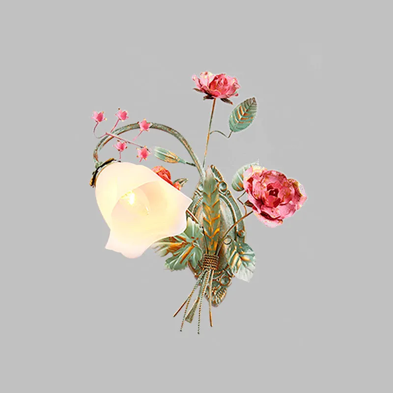 Wandkandelaar van opaalglas, 1 licht, blauw uitlopende slaapkamer, metalen wandlamp, links/rechts Clearhalo