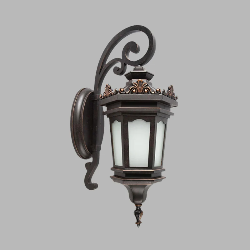 Wandkandelaar van wit glas met zwarte afwerking Geometrische landelijke wandlamp met 1 lamp voor de tuin Clearhalo