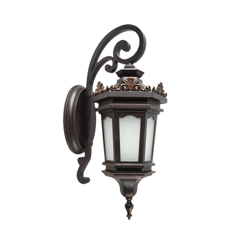 Wandkandelaar van wit glas met zwarte afwerking Geometrische landelijke wandlamp met 1 lamp voor de tuin Clearhalo