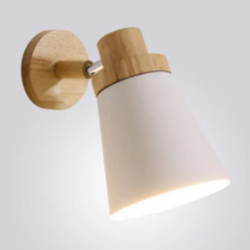 Wandlamp Macaron met metalen draaikap, 1 lamp, slaapkamerwandlamp hout Clearhalo