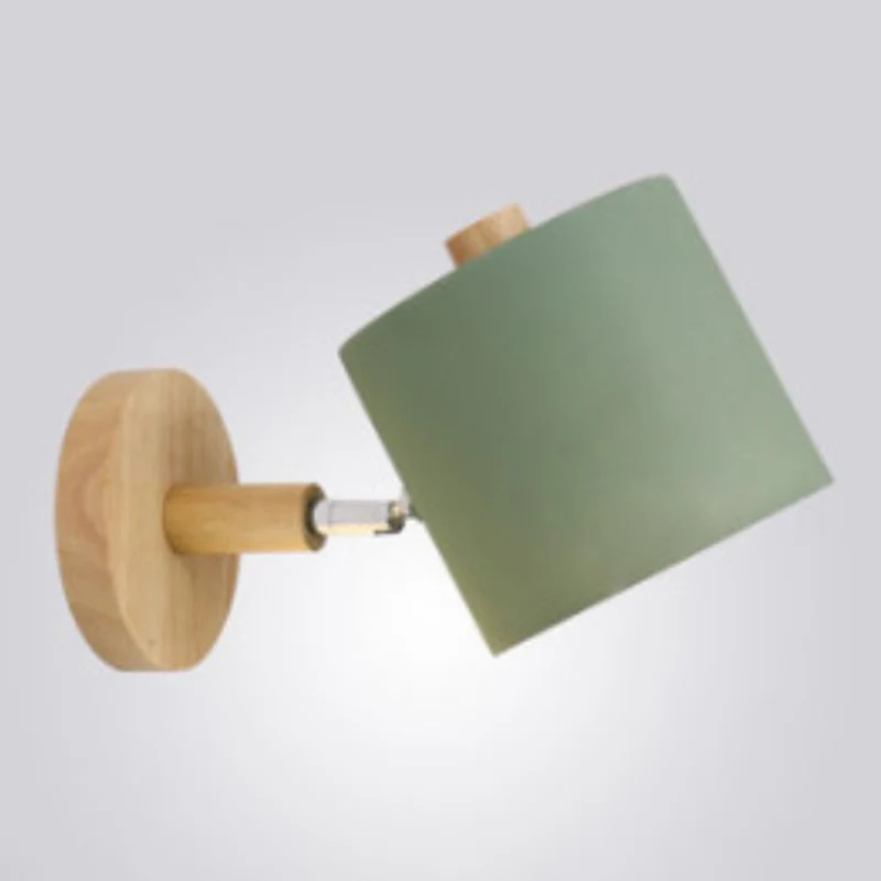 Wandlamp Macaron met metalen draaikap, 1 lamp, slaapkamerwandlamp hout Clearhalo