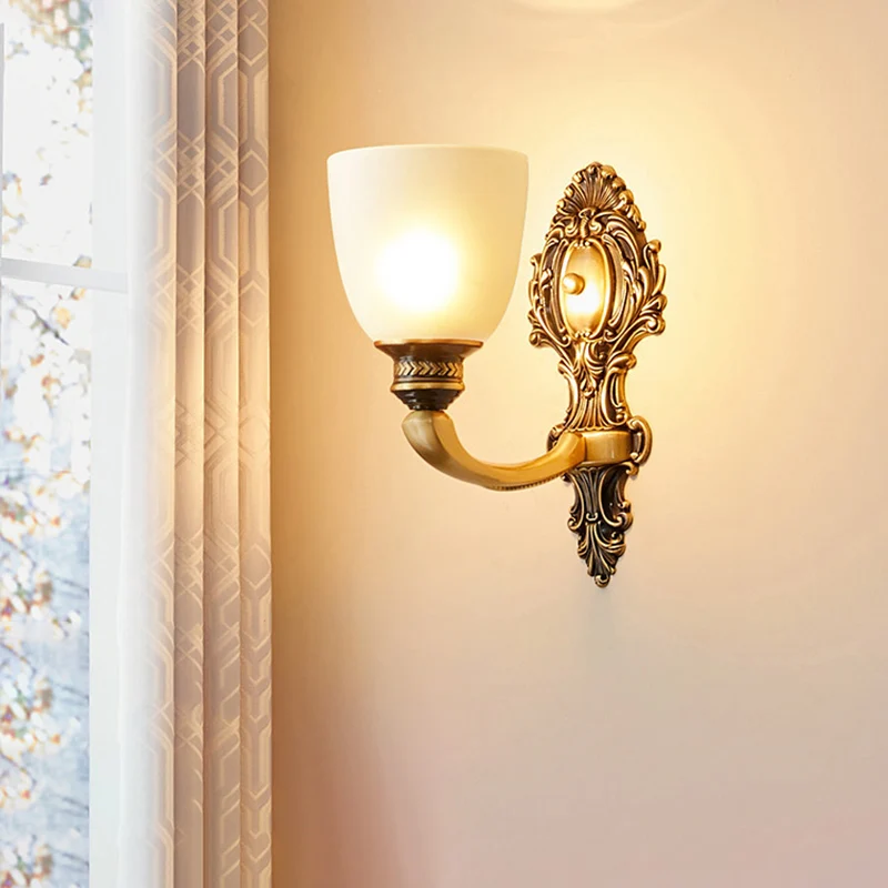 Wandlamp met glazen beker, traditionele eetkamerlamp met één lamp Clearhalo