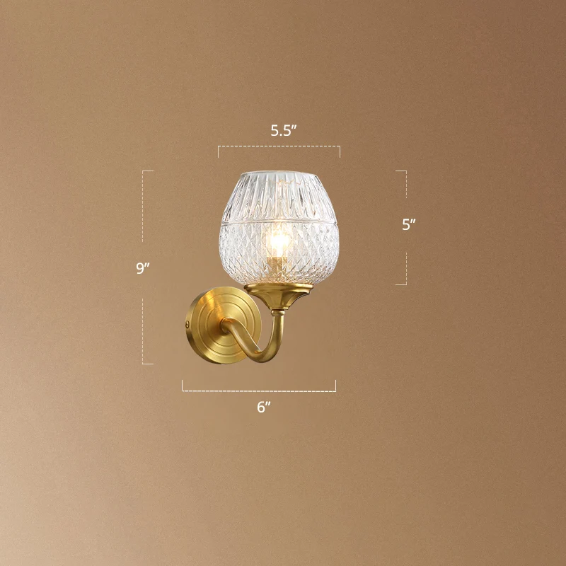 Wandlamp met glazen beker, traditionele eetkamerlamp met één lamp Clearhalo