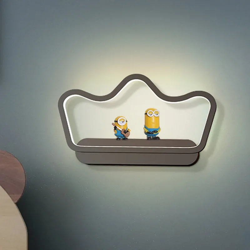 Wandlamp met ijzeren beer/kroonframe Sconce LED-wandlamp Scandinavische stijl zwart/goud voor kinderbed Clearhalo