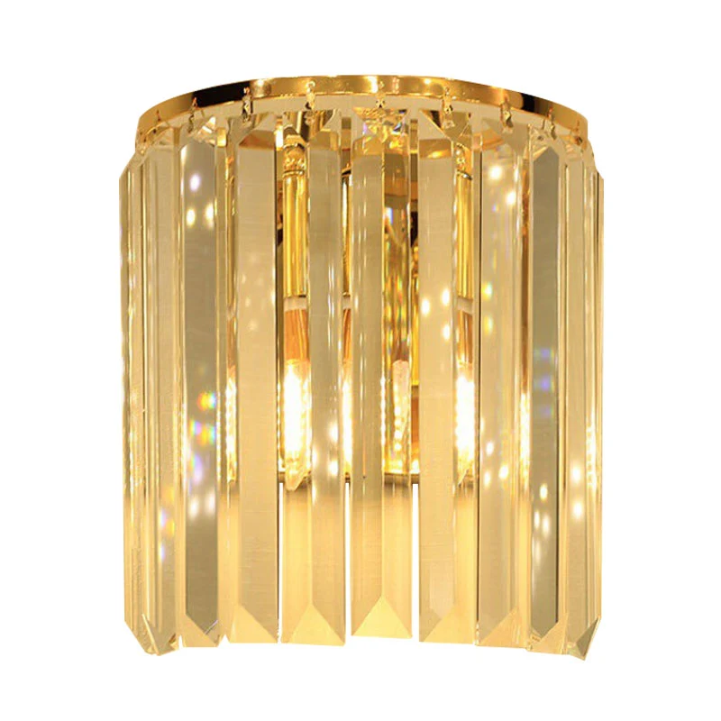 Wandlamp met 1 kop, eenvoudige semi-cilindrische kristallen blok-wandkandelaarverlichting goud Clearhalo