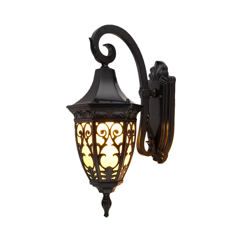 Wandlamp met 1 kop, traditionele zwarte afwerking, matglazen wandverlichtingsarmatuur Clearhalo