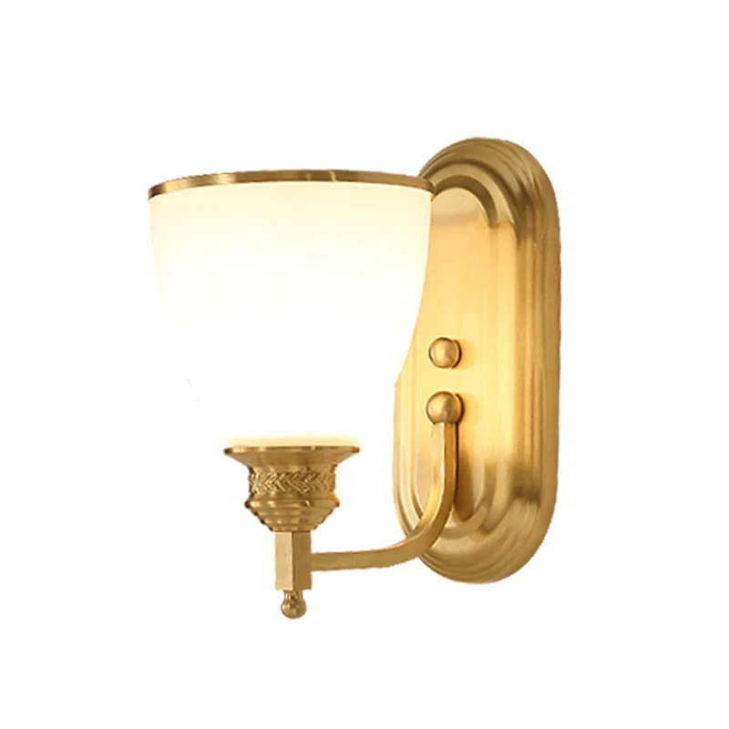 Wandlamp met één lamp Vintage Bell Opal Frost Glass Wandlamp goud Clearhalo