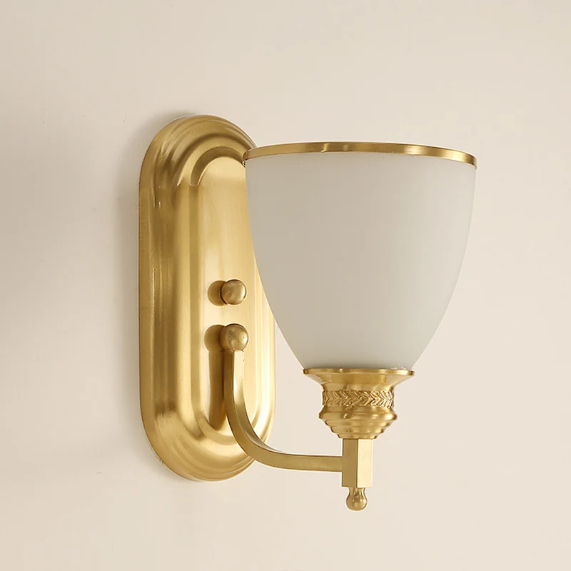 Wandlamp met één lamp Vintage Bell Opal Frost Glass Wandlamp goud Clearhalo