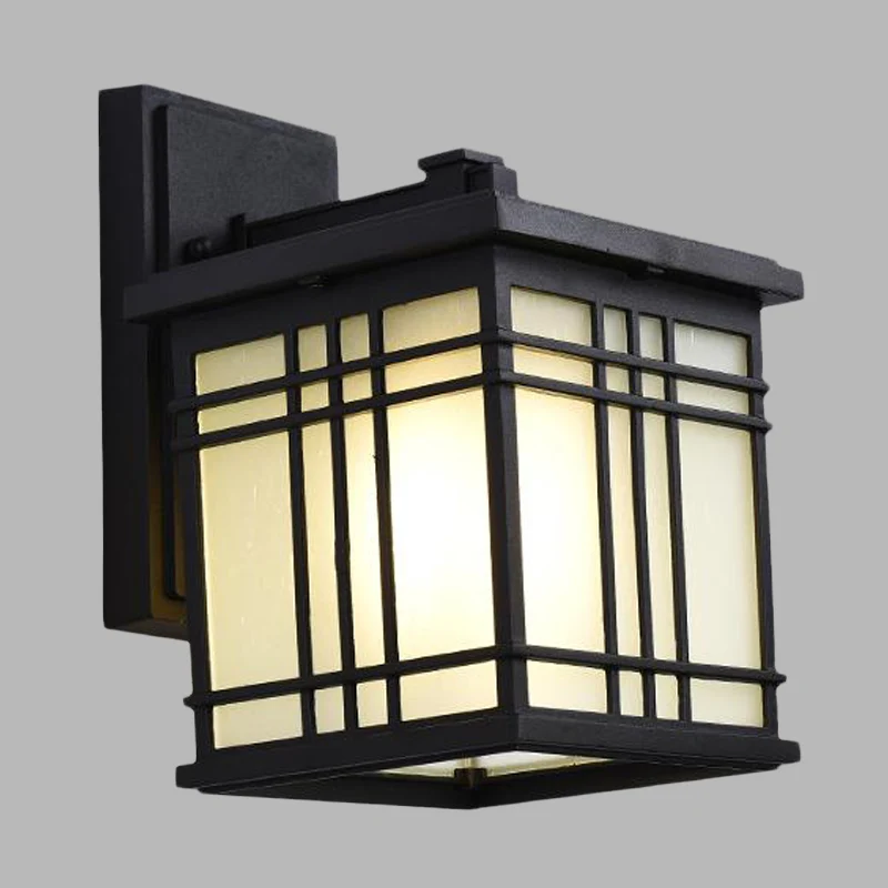 Wandlamp met open bodem, rustiek zwart aluminium, wandmontagelamp met opaalglazen kap, 1 lamp Clearhalo