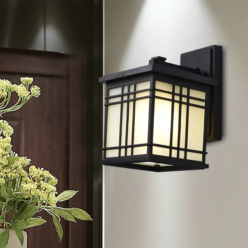 Wandlamp met open bodem, rustiek zwart aluminium, wandmontagelamp met opaalglazen kap, 1 lamp Clearhalo