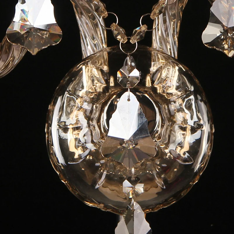 Wandlamp van geschulpte stof, antieke stijl, 2-lichts slaapkamerkandelaar met franje amber Clearhalo