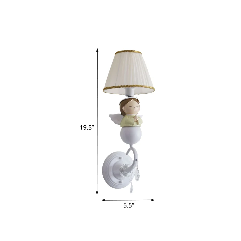 Wandlamp van stoffen vat Cartoon 1-koppige witte wandkandelaar met harsengelontwerp Clearhalo