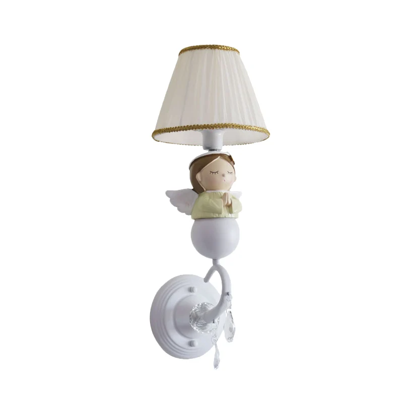 Wandlamp van stoffen vat Cartoon 1-koppige witte wandkandelaar met harsengelontwerp Clearhalo