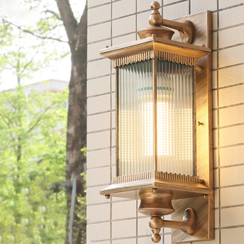 Wandmontagelamp met één lamp Retro rechthoekige geribbelde glazen wandverlichting voor buiten Clearhalo