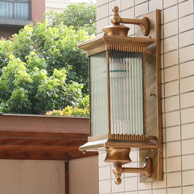 Wandmontagelamp met één lamp Retro rechthoekige geribbelde glazen wandverlichting voor buiten Clearhalo