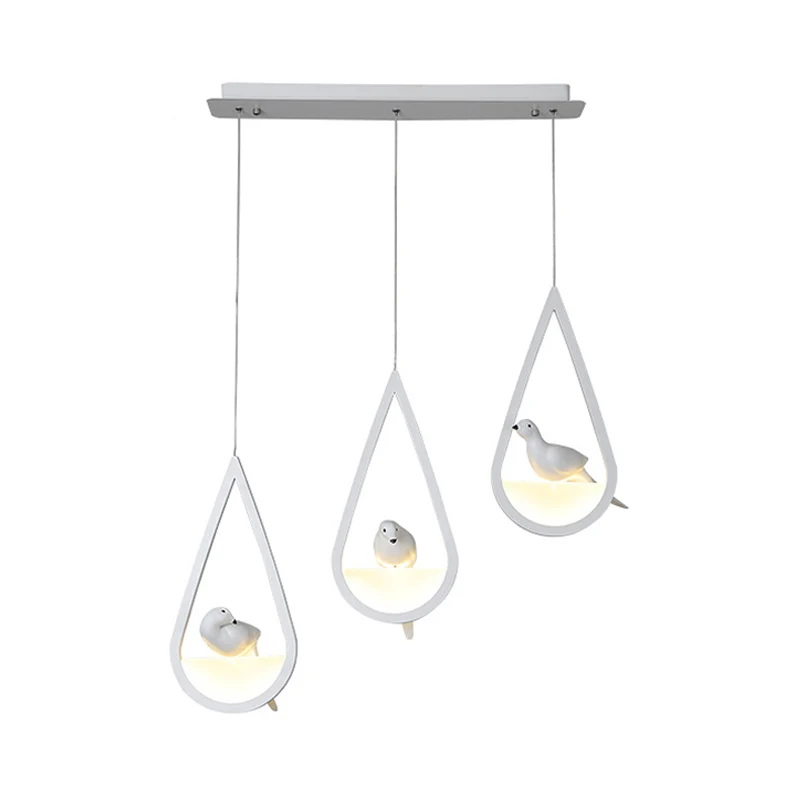 Waterdrop Frame Hanglamp Acryl 1/2/3 Lichten Zwart/Wit Plafondhanger voor Eetkamer Warm/Wit Licht Clearhalo