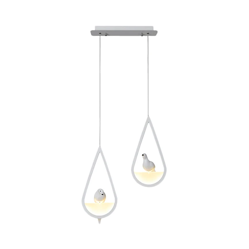 Waterdrop Frame Hanglamp Acryl 1/2/3 Lichten Zwart/Wit Plafondhanger voor Eetkamer Warm/Wit Licht Clearhalo