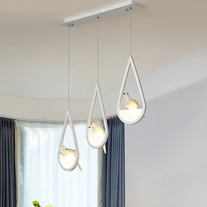 Waterdrop Frame Hanglamp Acryl 1/2/3 Lichten Zwart/Wit Plafondhanger voor Eetkamer Warm/Wit Licht Clearhalo