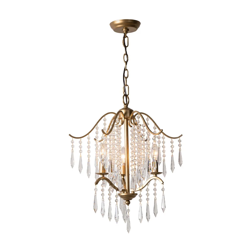 Waterval Kroonluchter Verlichting Modernisme Kristal 3/4 Lampen Messing Plafond Hanglamp, 18,5"/22,5" Breed Clearhalo
