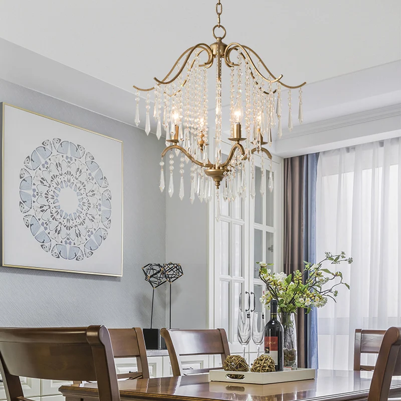 Waterval Kroonluchter Verlichting Modernisme Kristal 3/4 Lampen Messing Plafond Hanglamp, 18,5"/22,5" Breed Clearhalo