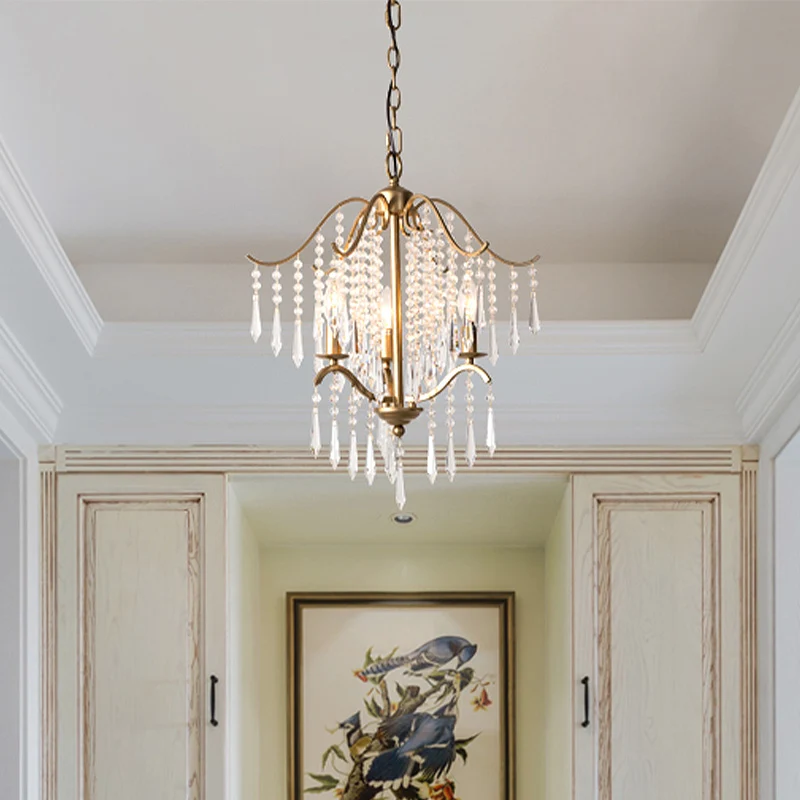 Waterval Kroonluchter Verlichting Modernisme Kristal 3/4 Lampen Messing Plafond Hanglamp, 18,5"/22,5" Breed Clearhalo