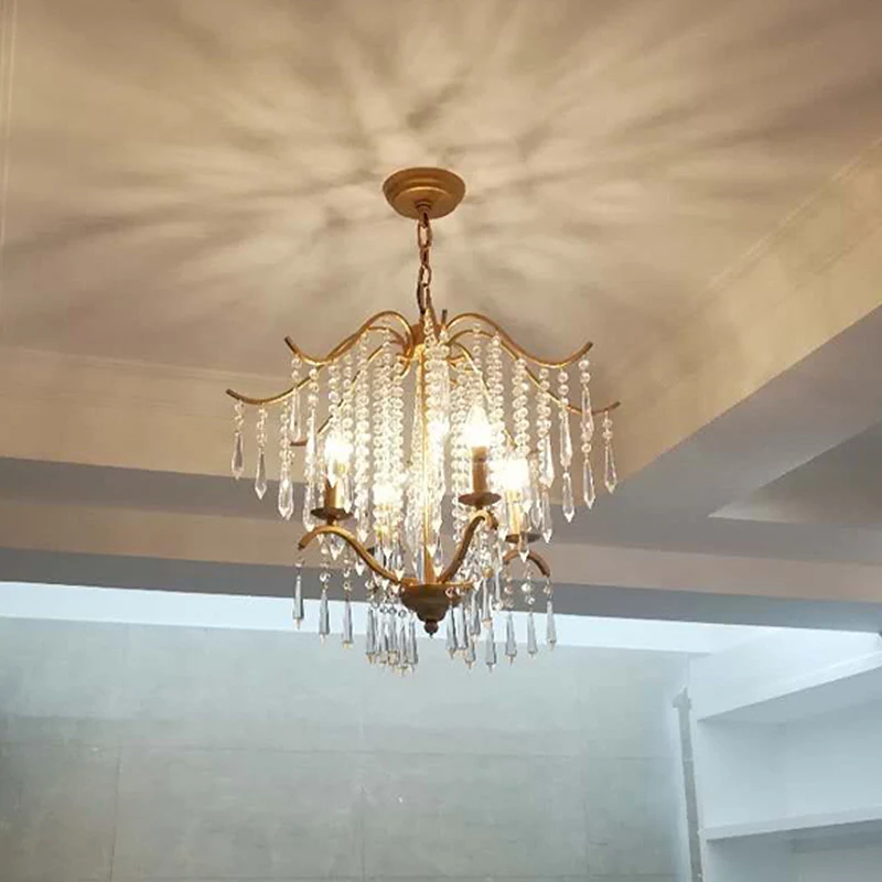 Waterval Kroonluchter Verlichting Modernisme Kristal 3/4 Lampen Messing Plafond Hanglamp, 18,5"/22,5" Breed Clearhalo