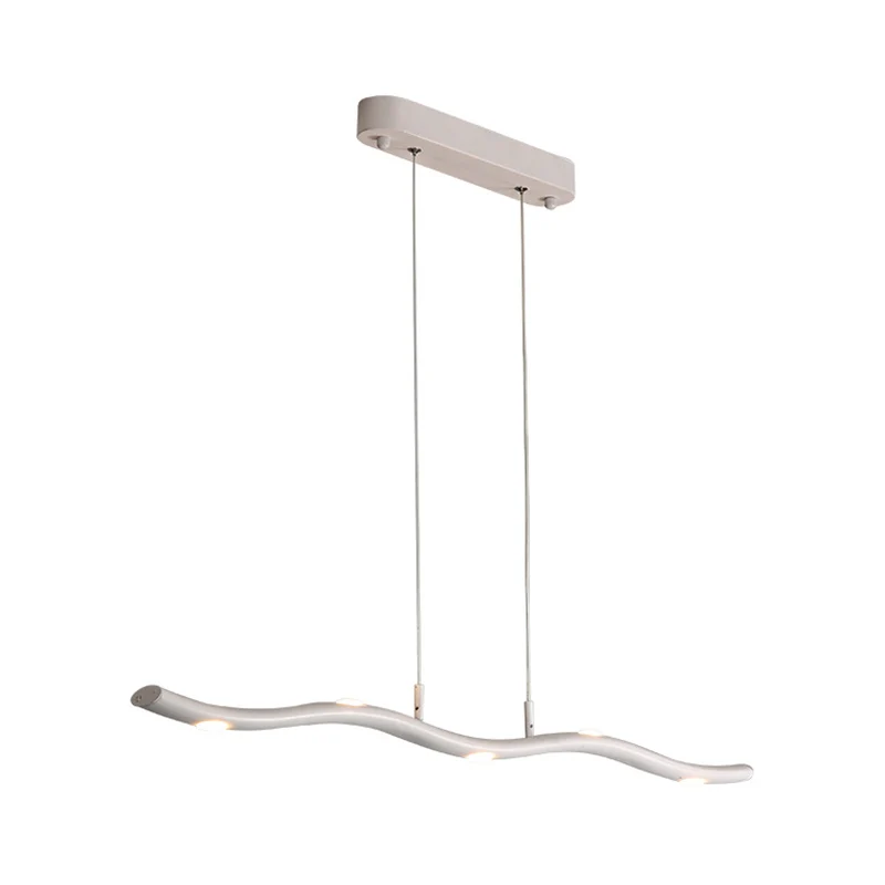 Wave Metal Island-verlichtingsarmatuur, eenvoudige stijl, 5/7-kops witte hanglampset, warm/wit licht Clearhalo