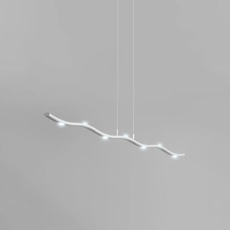 Wave Metal Island-verlichtingsarmatuur, eenvoudige stijl, 5/7-kops witte hanglampset, warm/wit licht Clearhalo
