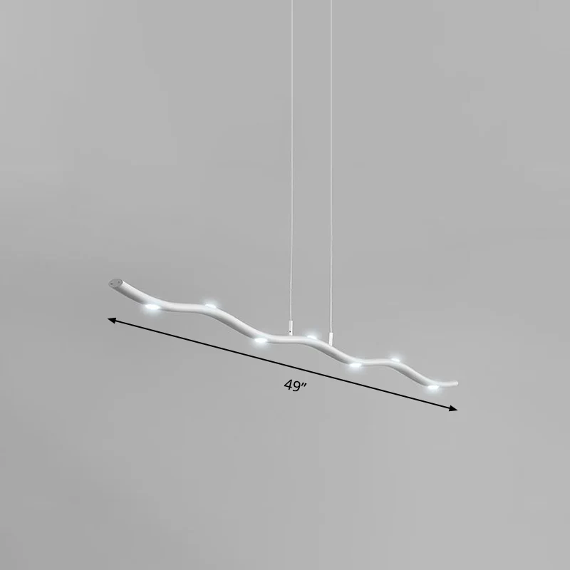 Wave Metal Island-verlichtingsarmatuur, eenvoudige stijl, 5/7-kops witte hanglampset, warm/wit licht Clearhalo
