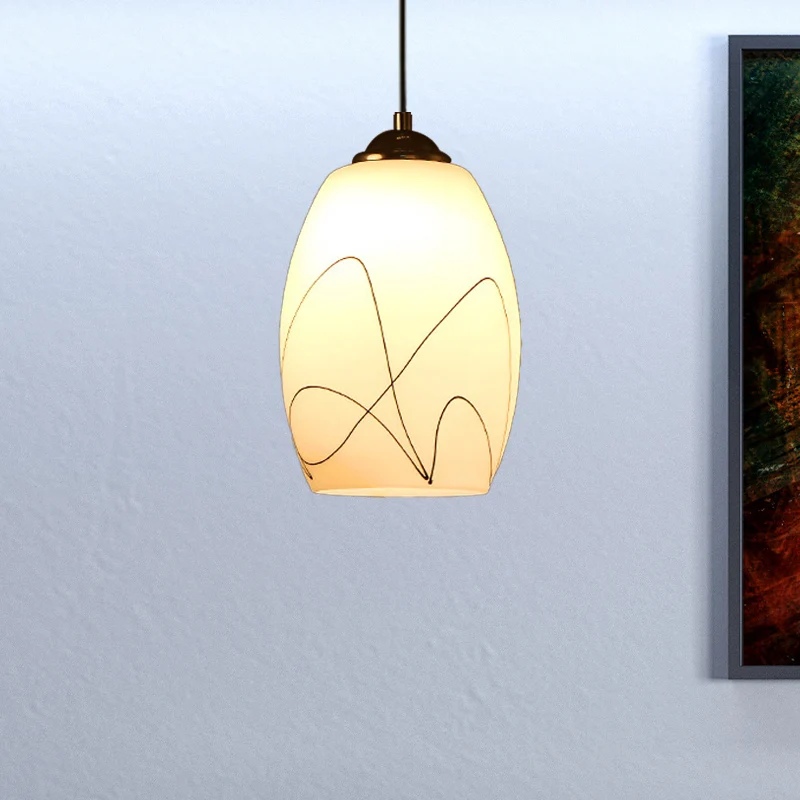 Wave Tulp Wit Glazen Hanglamp Modern 1 Kops Zwart Hangend Plafondlamp voor Eetkamer Clearhalo
