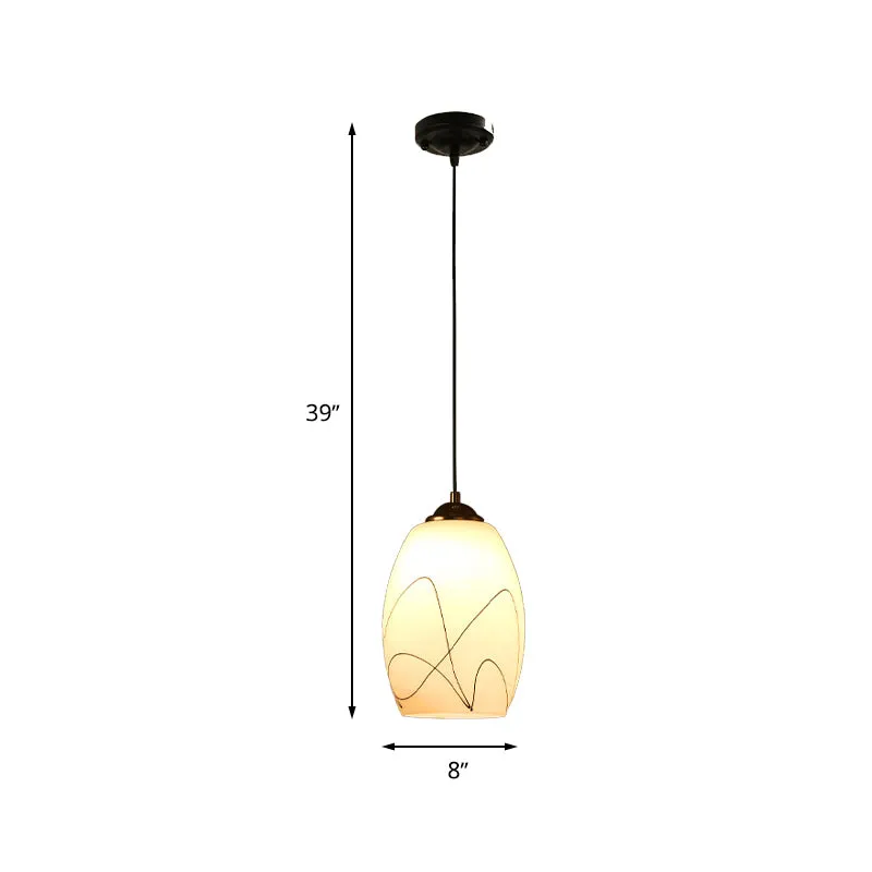 Wave Tulp Wit Glazen Hanglamp Modern 1 Kops Zwart Hangend Plafondlamp voor Eetkamer Clearhalo