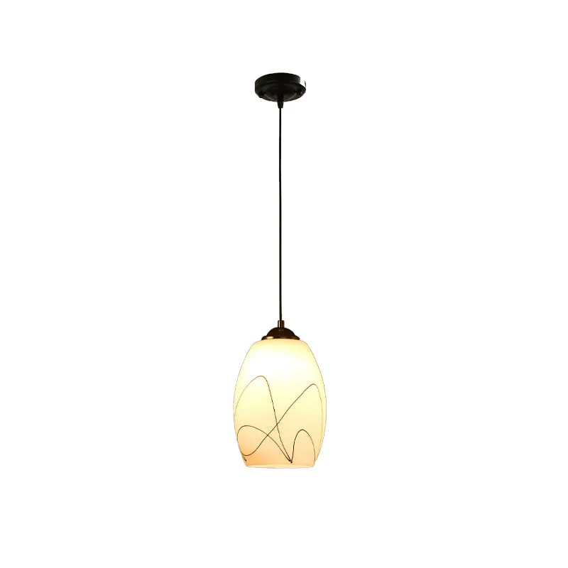 Wave Tulp Wit Glazen Hanglamp Modern 1 Kops Zwart Hangend Plafondlamp voor Eetkamer Clearhalo