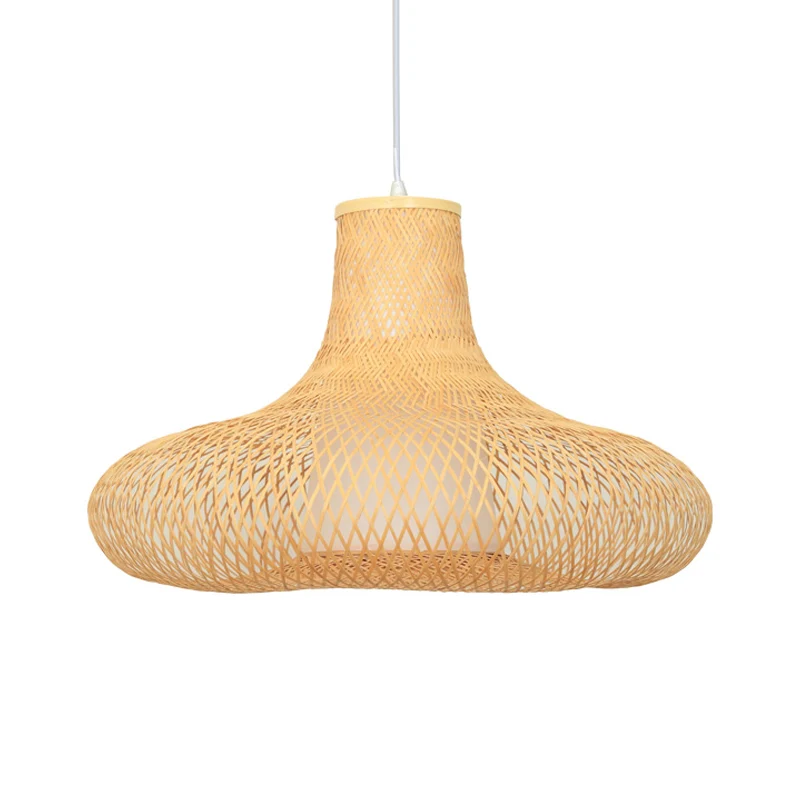 Weave Suspension Pendel Hedendaags Bamboe 1 Lamp Houten Hanglampset, 16"/19,5" Breed Clearhalo