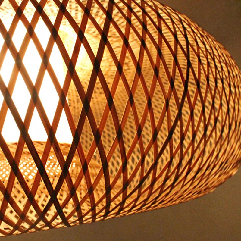 Weave Suspension Pendel Hedendaags Bamboe 1 Lamp Houten Hanglampset, 16"/19,5" Breed Clearhalo