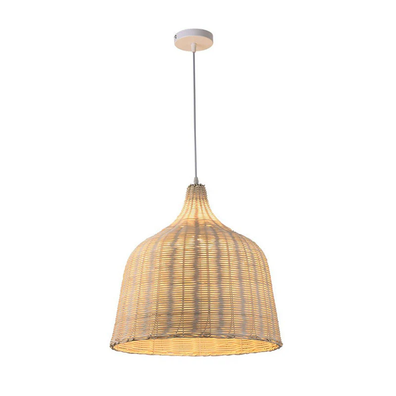 Weven bamboe hanglamp Eenvoud 1-lichts houten hanglamp voor restaurant Clearhalo