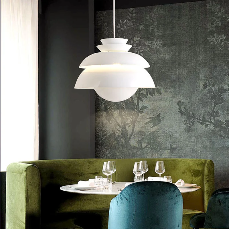 Wide Flare Hangende Verlichting Modern Metaal 1 Lamp Wit Plafond Hanglamp voor Eetkamer Clearhalo