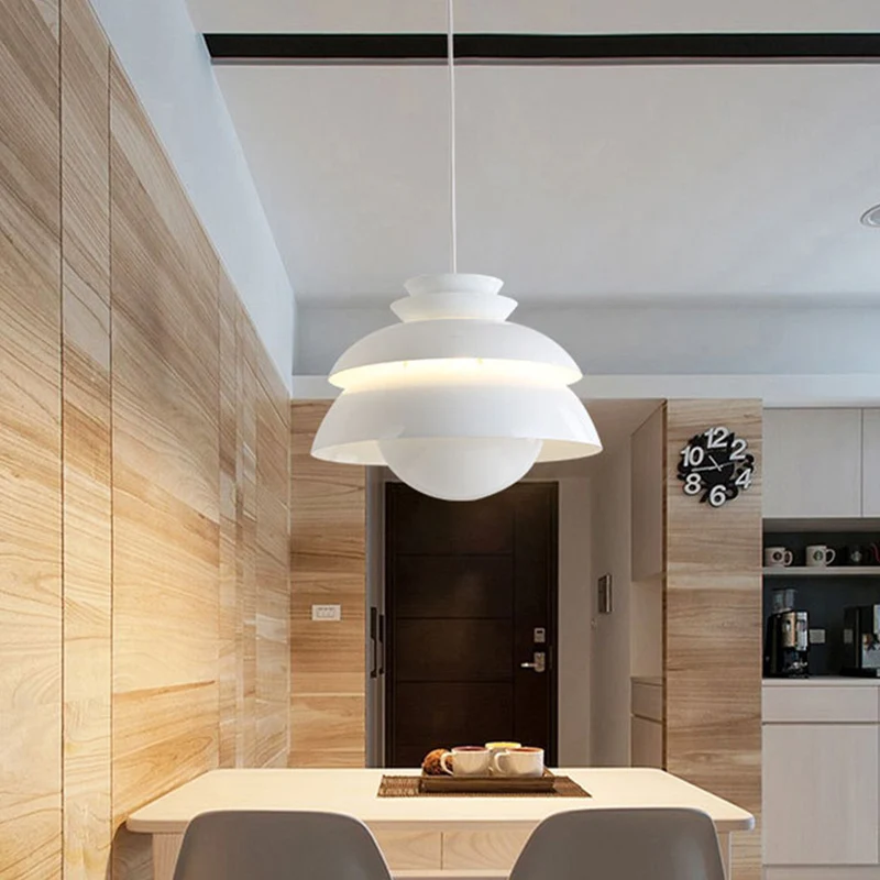 Wide Flare Hangende Verlichting Modern Metaal 1 Lamp Wit Plafond Hanglamp voor Eetkamer Clearhalo
