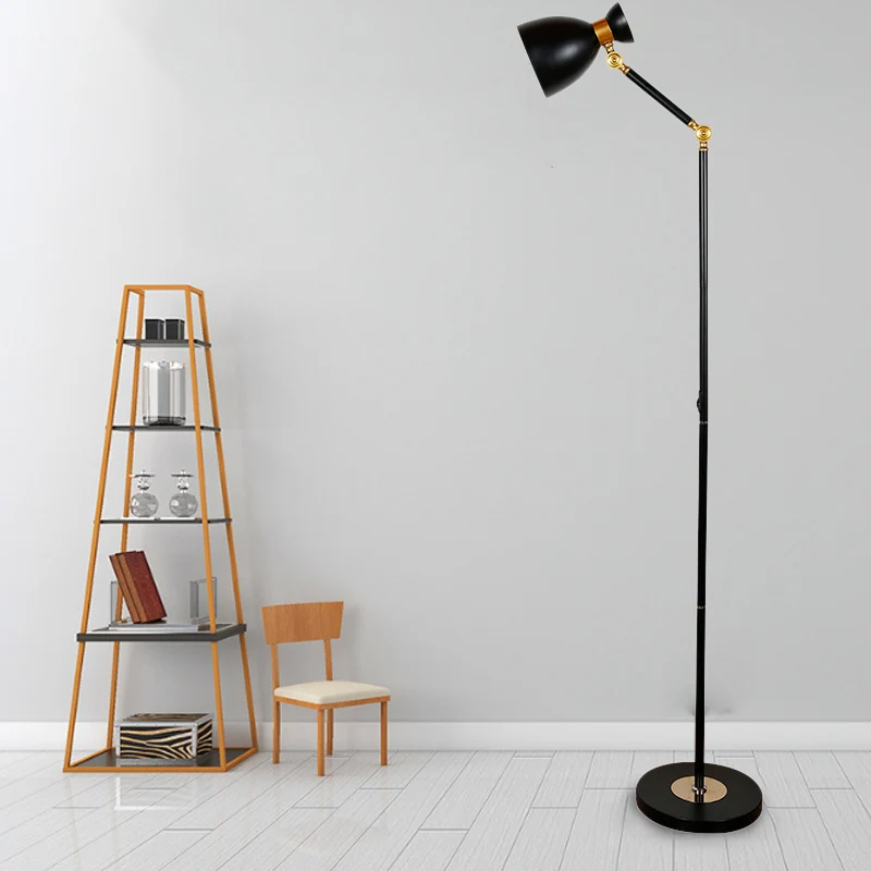 Wide Flare vloerlamp Macaron metallic 1-lichts woonkamer staande lamp zwart/roze/wit met draaibare arm Clearhalo